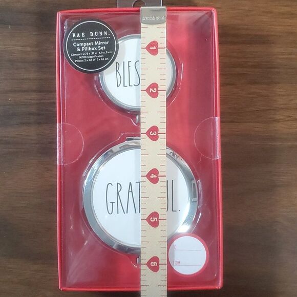 NEW Rae Dunn Compact Mirror & Pill Box Gift Set Blessed & Grateful - Picture 9 of 9